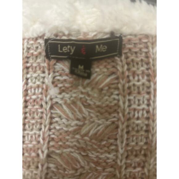 LETY&ME NWT Hooded, Open Front, Sherpa Lined, Cardigan Sweater Jacket Size Med - Picture 9 of 10